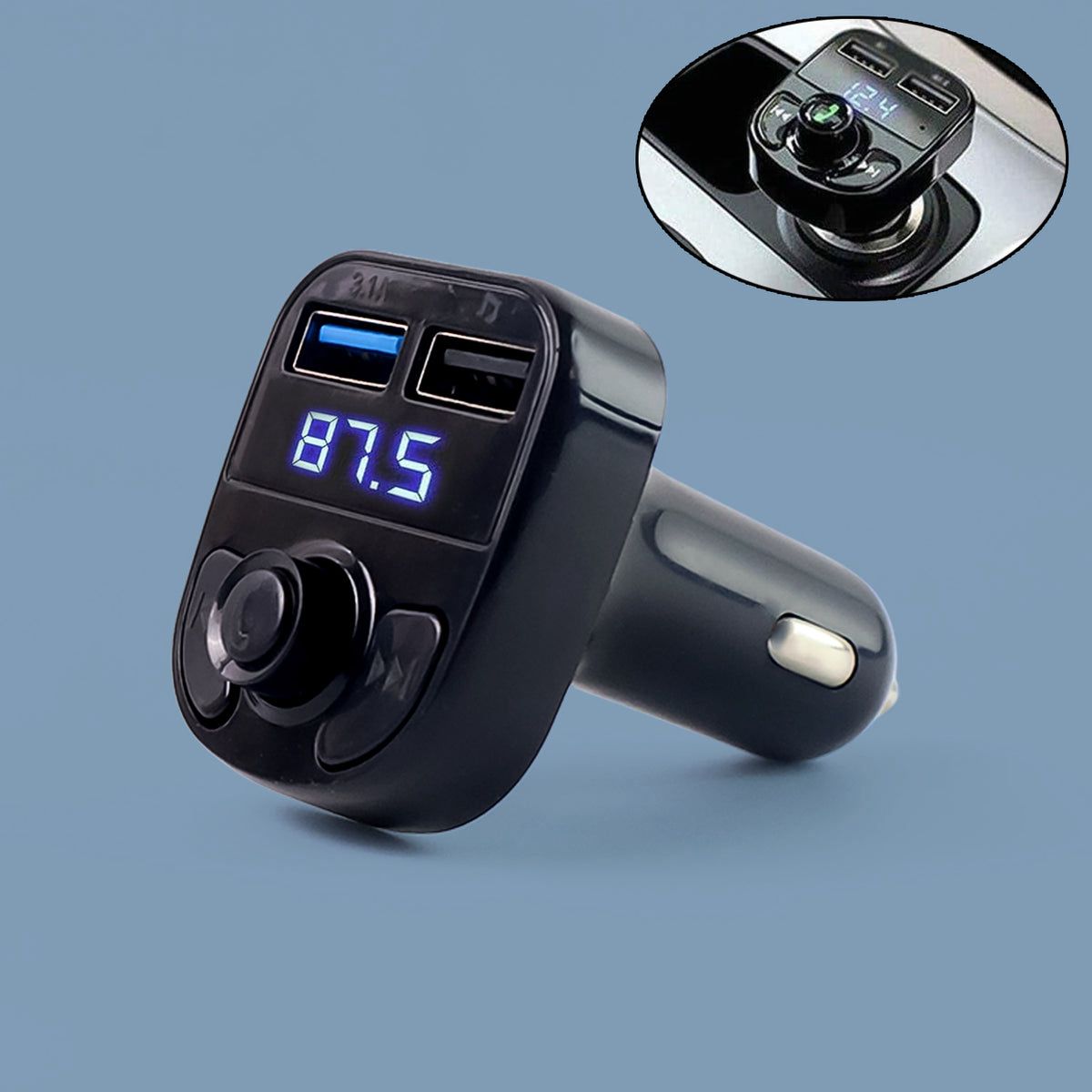 8533 Car-x8 Bluetooth Fm Transmitter Kit For Hands-free Call Receiver Music Player Call Receiver Fast Mobile Charger Ports For All Smartphones with 3.1a Quick Charge Dual Usb Car Charger