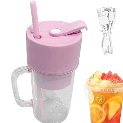 5841 2 In1 Portable Crusher Juicer With Handle Straw For Smoothie Sipper Usb Rechargeable (340 Ml) 6 Stainless Steel Blades Compact Juicer Mixer Juicer Portable Fresh Juice Blender Portable Electric Juicer ( 340 ML) )