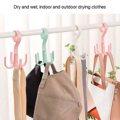 360° Rotating Multipurpose Hook Hanger for Wardrobe and Kitchen Storage – 1 Pc Hanging Organizer with 4 Hooks