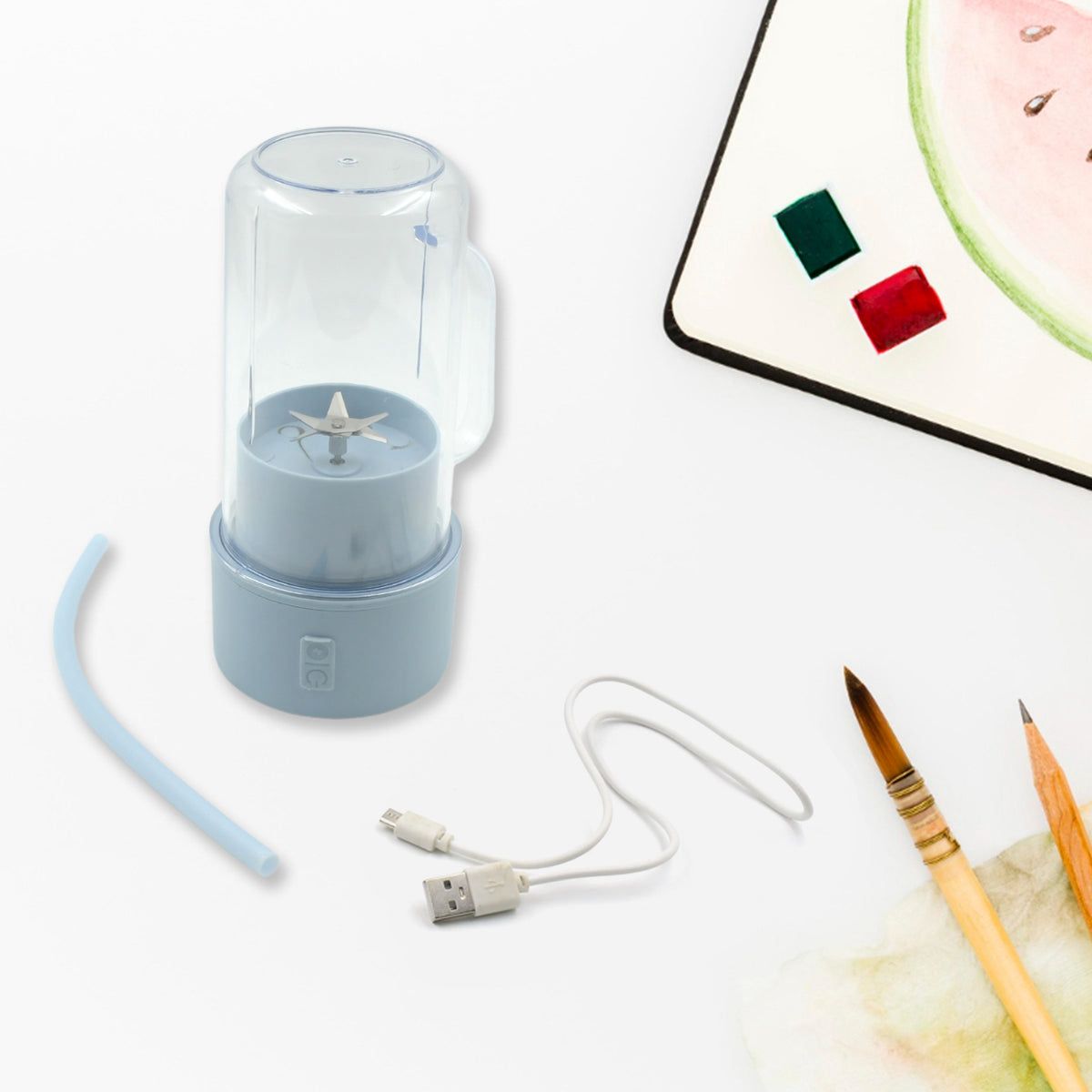 5841 2 In1 Portable Crusher Juicer With Handle Straw For Smoothie Sipper Usb Rechargeable (340 Ml) 6 Stainless Steel Blades Compact Juicer Mixer Juicer Portable Fresh Juice Blender Portable Electric Juicer ( 340 ML) )
