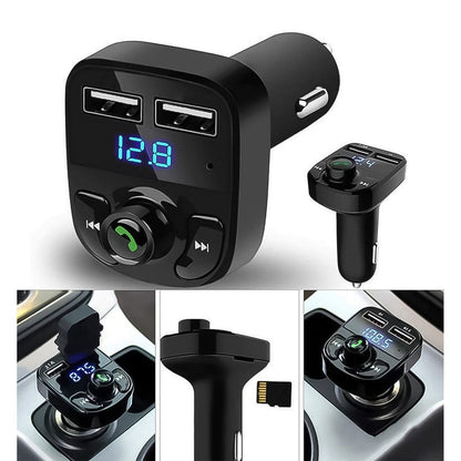 8533 Car-x8 Bluetooth Fm Transmitter Kit For Hands-free Call Receiver Music Player Call Receiver Fast Mobile Charger Ports For All Smartphones with 3.1a Quick Charge Dual Usb Car Charger