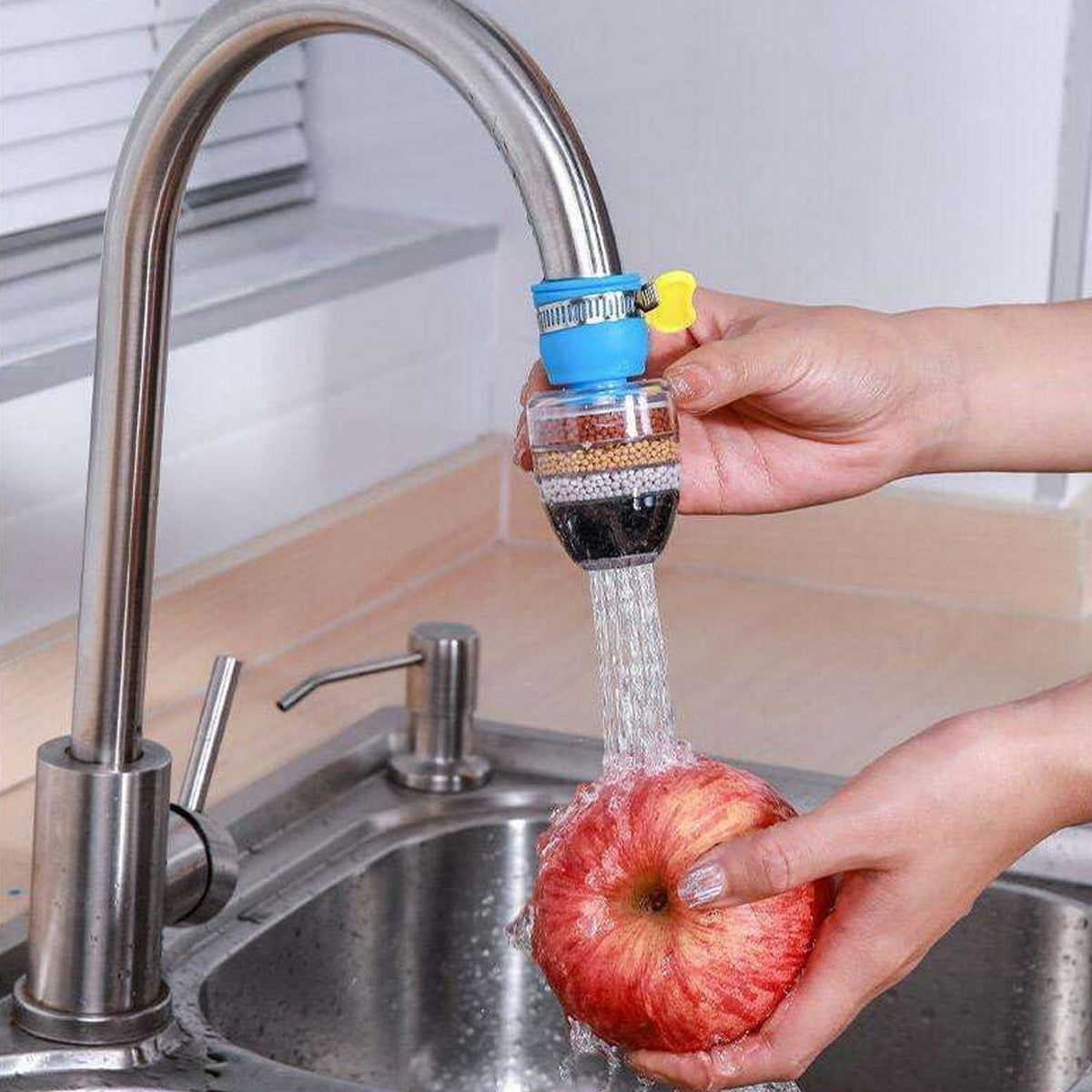 Water Faucet, Clean Purifier Filter Cartridge Water Tap, Upgrade Universal Interface Faucet Filter (Six Layer Purifier)