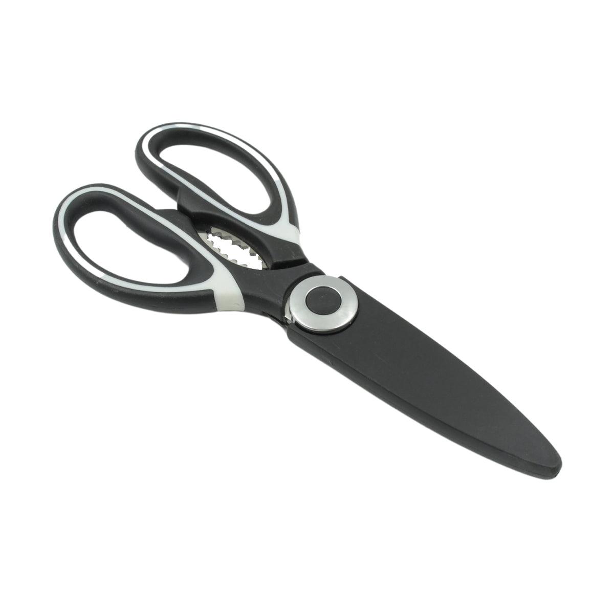 3 In1 Multi-function Kitchen Household For Vegetables Fruit Cheese Meat Slices With Bottle Opener Stainless Steel Sea Food Scissor (1 Pc )