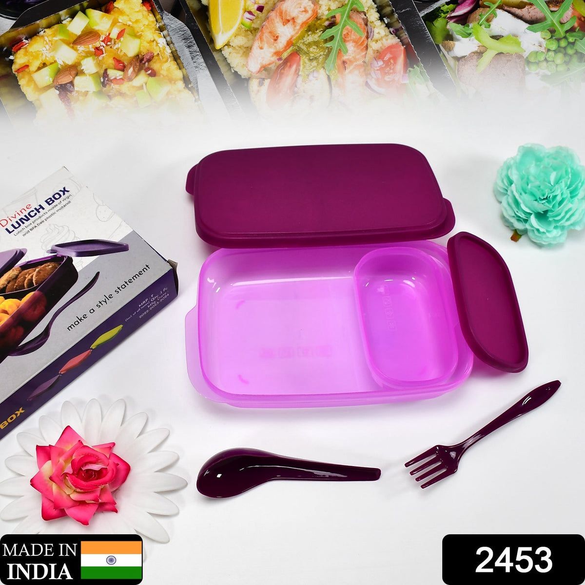 Unbreakable Leak-Proof BPA-Free Lunch Box with 2 Containers & Spoon