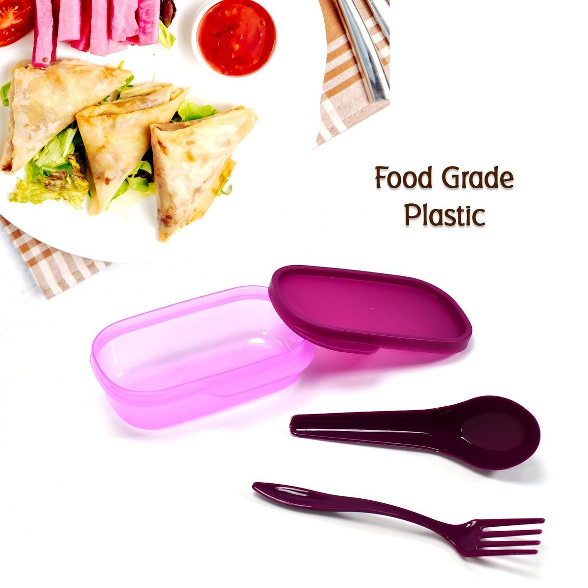 Unbreakable Leak-Proof BPA-Free Lunch Box with 2 Containers & Spoon