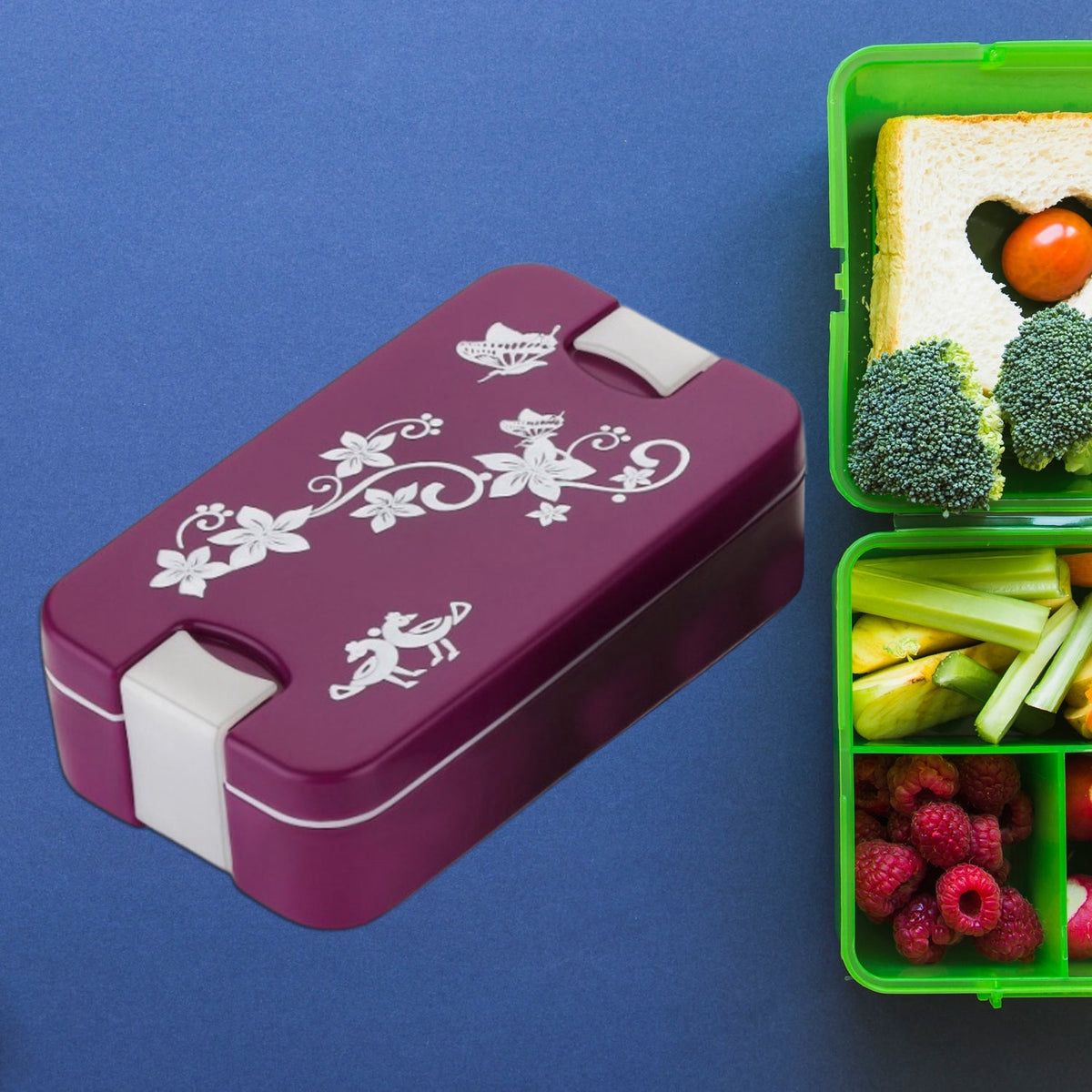 Leak-Proof Airtight Lunch Box with Spoon, 2 Compartments
