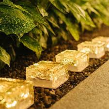 8557solar Ice Cube Shaped Garden Light Ice Cube Shaped Garden Warm Light Outdoor Solar Garden Decorative Lights For Walkway Pathway Backyard Christmas Decoration Parties