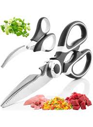 3 In1 Multi-function Kitchen Household For Vegetables Fruit Cheese Meat Slices With Bottle Opener Stainless Steel Sea Food Scissor (1 Pc )