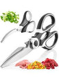 3 In1 Multi-function Kitchen Household For Vegetables Fruit Cheese Meat Slices With Bottle Opener Stainless Steel Sea Food Scissor (1 Pc )