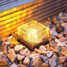 8557solar Ice Cube Shaped Garden Light Ice Cube Shaped Garden Warm Light Outdoor Solar Garden Decorative Lights For Walkway Pathway Backyard Christmas Decoration Parties