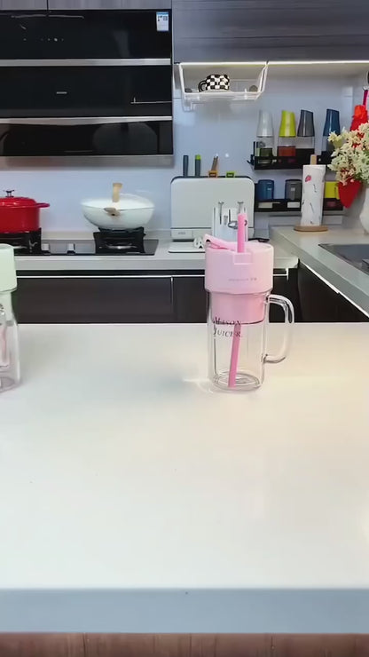 5841 2 In1 Portable Crusher Juicer With Handle Straw For Smoothie Sipper Usb Rechargeable (340 Ml) 6 Stainless Steel Blades Compact Juicer Mixer Juicer Portable Fresh Juice Blender Portable Electric Juicer ( 340 ML) )