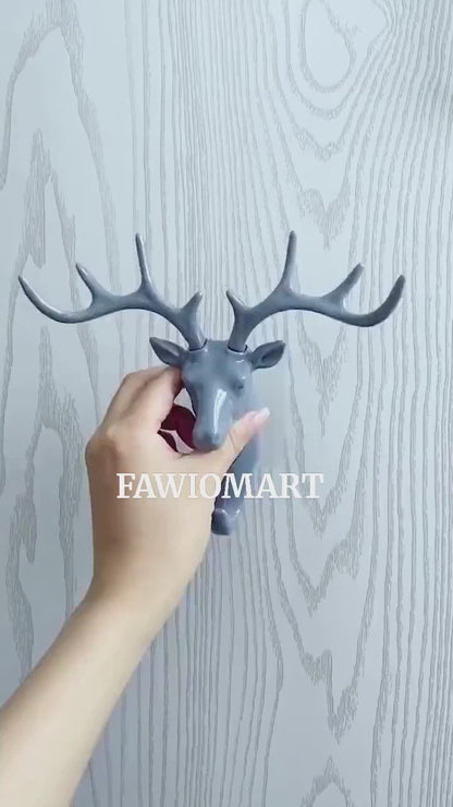 1743 Deer Head Self Adhesive Wall Door Hook Hanger